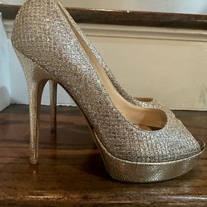 Jimmy Choo Glitter Peep Toe Heels